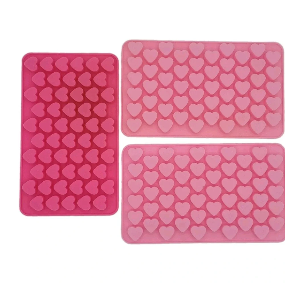 Silicone Candy Chocolate Molds Mini Heart Pink 3 Pc Set Sugarcraft Valentine